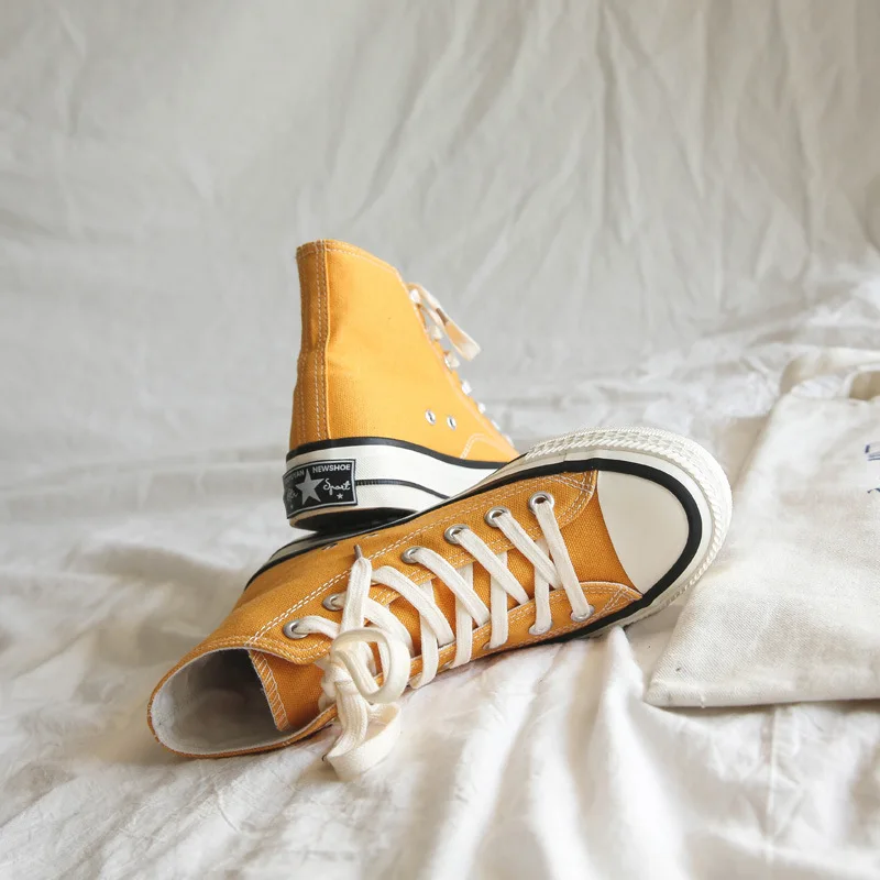 Retro Vulcanized Canvas Shoes Women 1970s Reprint Student Women Shoes Black Canvas Shoes High Top Casual Board Fashion Sneakers