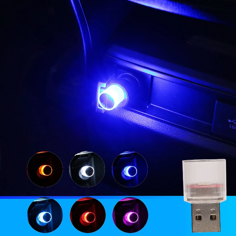 

Автомобильный мини-USB светодиодный окружающий свет, декоративное освещение вечерние, мигающий Красочный Портативный разъем, Автомобильный...