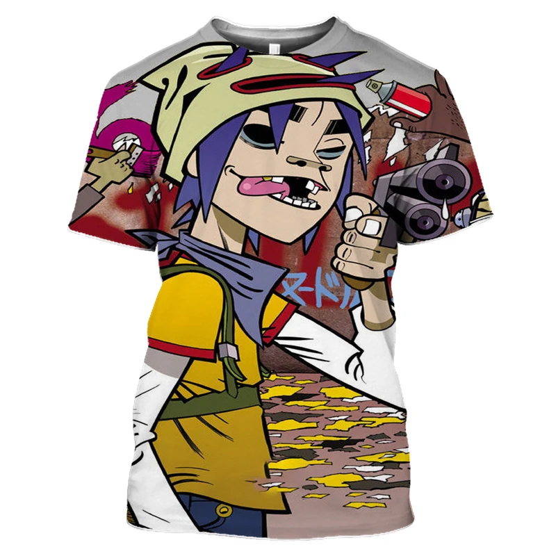 

Футболка мужская оверсайз в стиле хип-хоп, с рисунком рок-группы Gorillaz