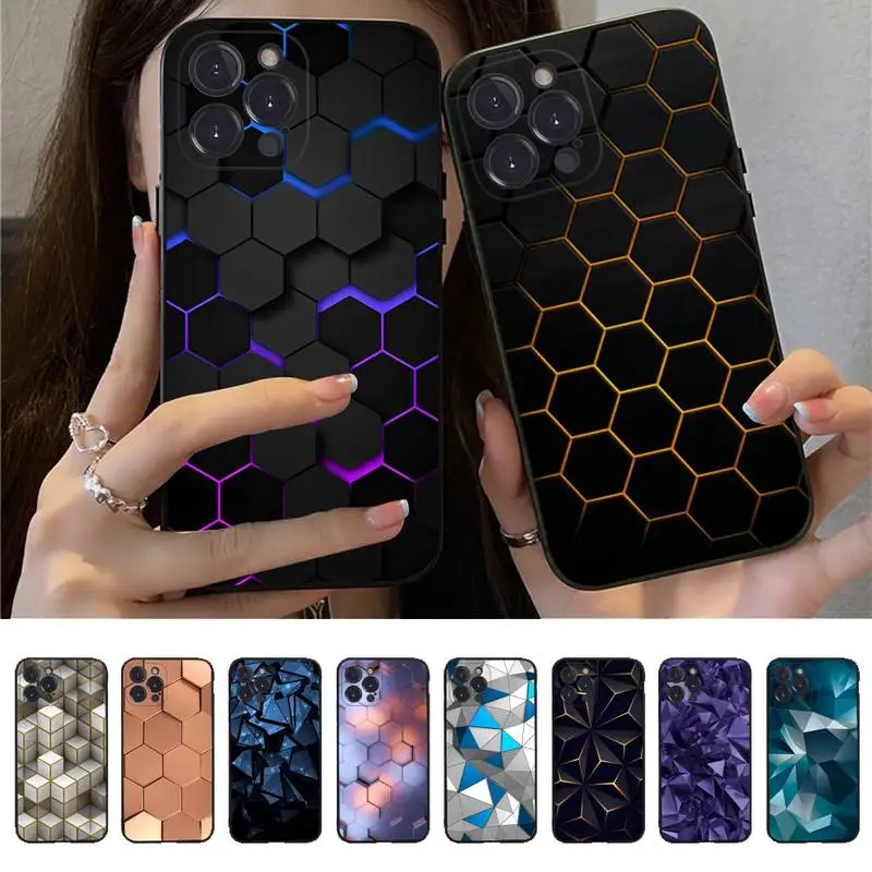 

Luxury Geometry Cool Phone Case For iPhone 14 13 12 Mini 11 Pro XS Max X XR SE 6 7 8 Plus Soft Silicone Cover