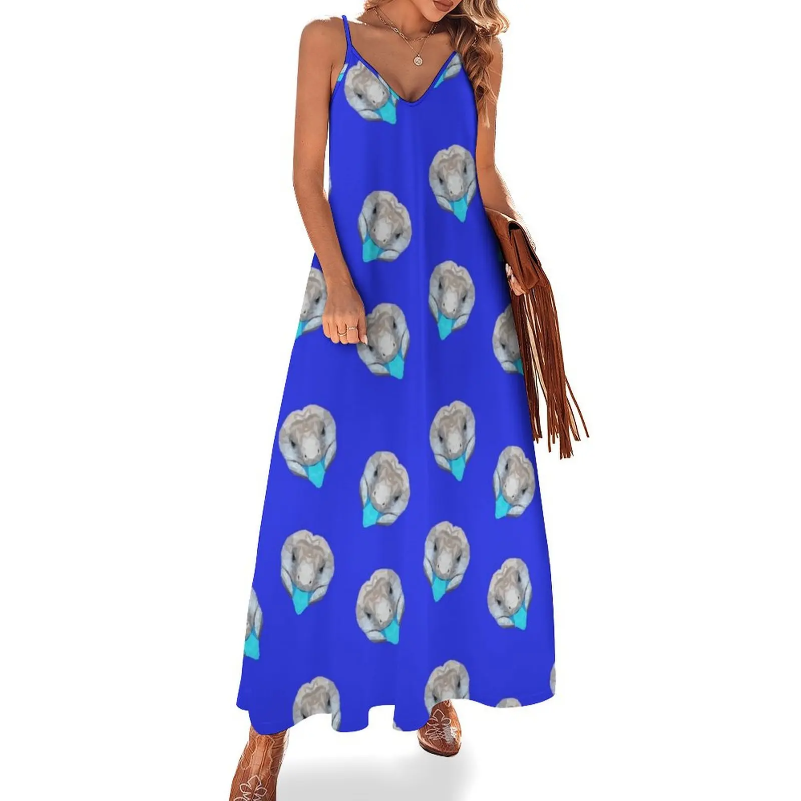 Blue-Tongued Skink Blue Dress Sleeveless Long elegant party dresses for women 2025