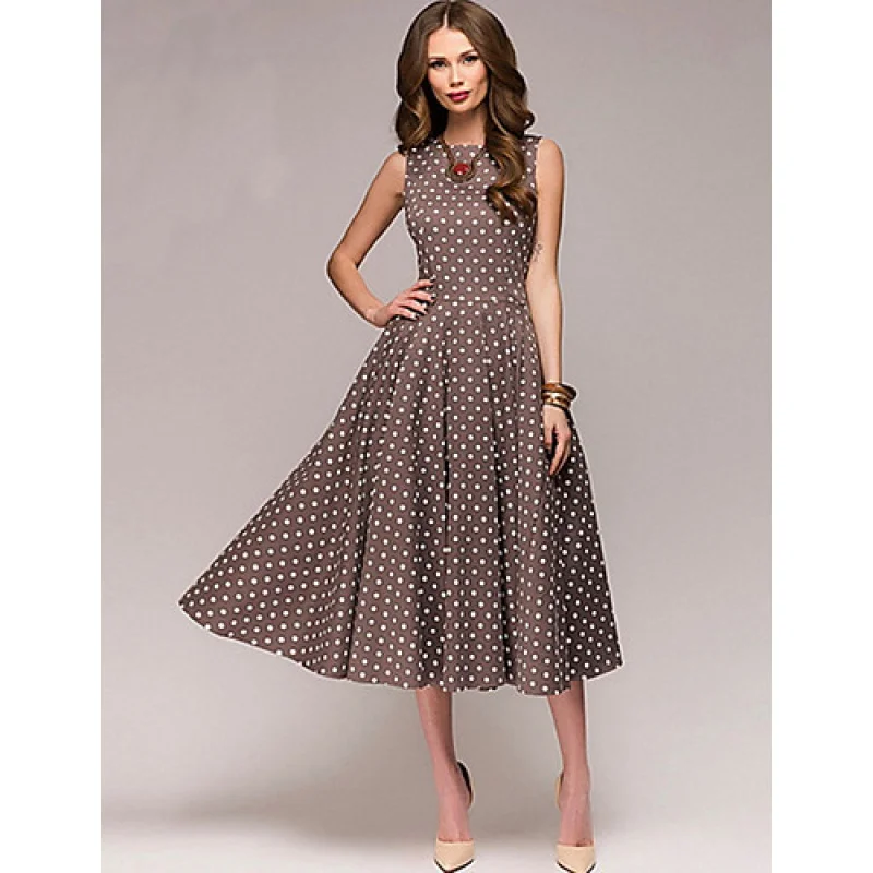 

European and American Women's Clothing AliExpress2019Summer Explosion Models Polka Dot Sleeveless Swing Dress Summer Mid-Length