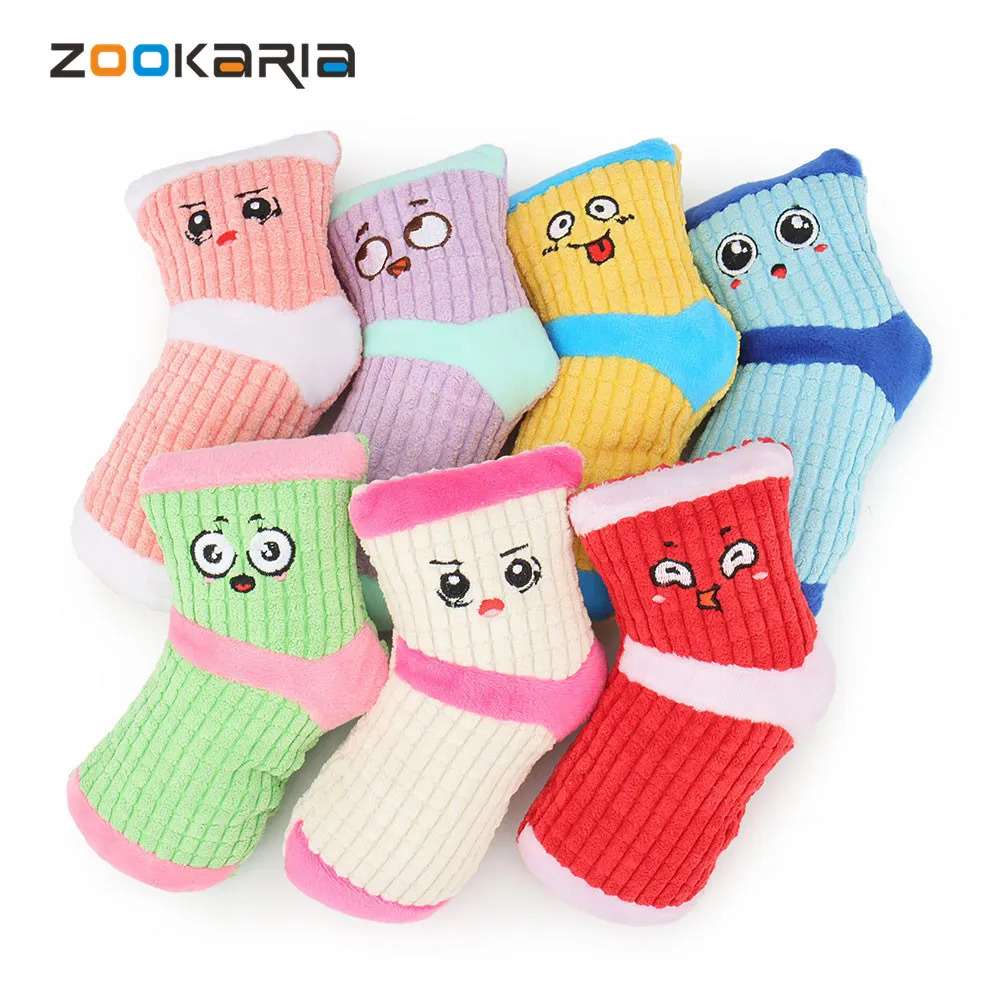 

Cute Pet Toy Fun Cute Sock Squeak Bite Molar Fleece Kitten Puppy Chew Cleaning Teeth Sound Soft Plush Dog Cat Toys Pet Supplies