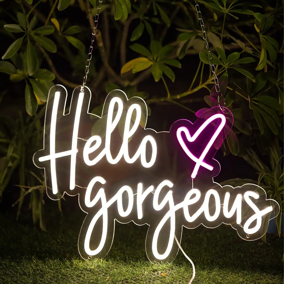 Hello Gorgeous Neon Sign for Bedroom Wall Decor Handmade Neon Lights White Pink Neon Aesthetic Night Lights Wall Art