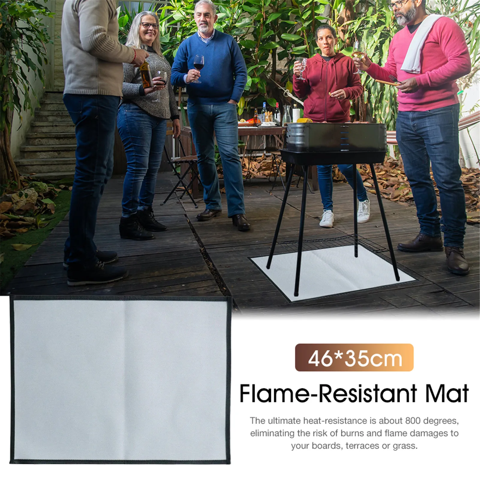 

Square Flame-Resistant Mat Outdoor BBQ Heat-Resistant Grill Pad Burner Burner Camping Stove Gas Strong Cookware Supplies Fire