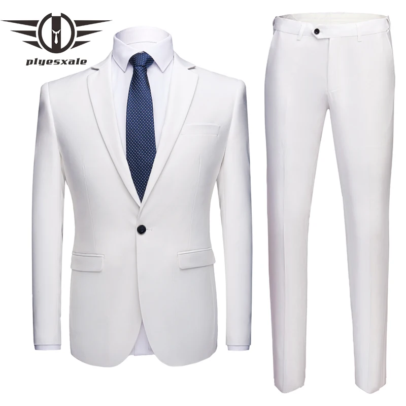 

Plyesxale 5XL 6XL Mens Suits Designers 2022 Black White Grey Burgundy Pink Wedding Suits For Men Groom 2 Pcs Formal Suit Q147