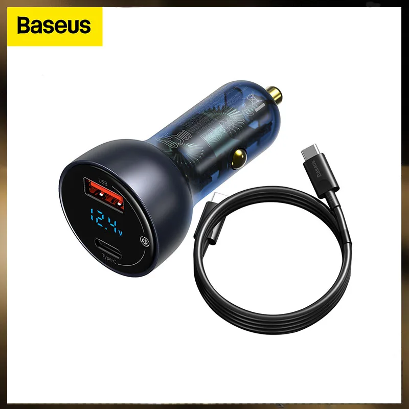

Baseus Quick Charger Car Charger 45W Dual SCP 4.0 3.0 USB Car Charger for Xiaomi For Huawei Type C Fast charge Car Phone Charger