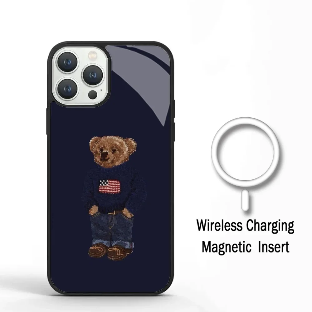 Модный чехол для телефона Baron F-Filou Bear IPhone 11 12 13 14 15 Plus Pro Max зеркальный акриловый Magsafe