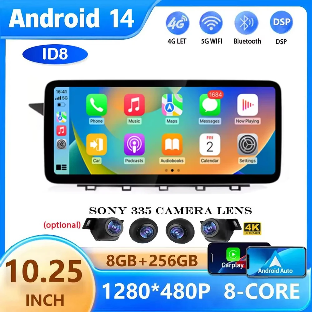 10 25 &quotAndroid 14 Carpaly автомобильный радиоприемник мультимедийный плеер для Mercedes Benz GLK