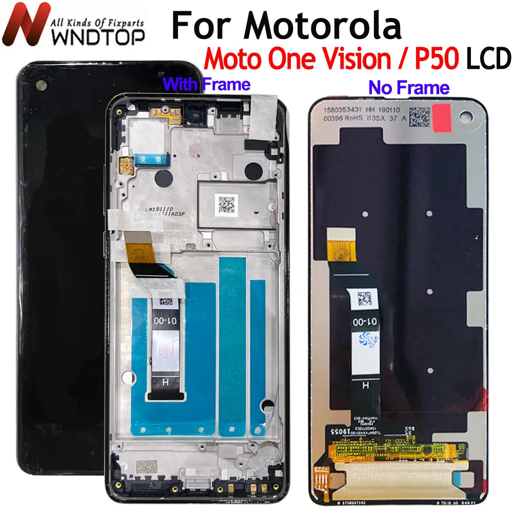 

ЖК-дисплей 6,3 дюйма для Motorola Moto One Vision, сенсорный экран, дигитайзер в сборе, замена для Moto P50 LCD XT1970 Screen