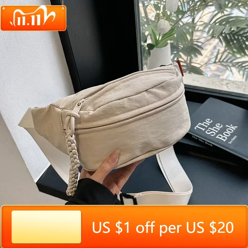 

Casual Trend Waist Bag Hip Pack Street Style Women Belt Bags Large Capacity Nylon Waist Packs Unisex Hip-Hop Crossbody Chest Bag