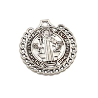 30pcs saint st benedict de nursia badge medal alloy charm pendant for jewelry making bracelet necklace diy accessories
