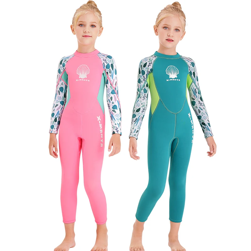 

2.5mm diving suit for girls children kis teenages Neoprene Wetsuit Swimwear Long Sleeve Surfing Swimsuits Bathing Wetsuits New