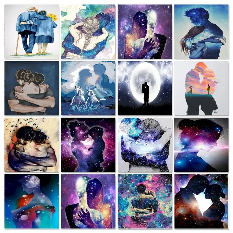 

GATYZTORY Oil Painting By Numbers For Adults Hug couples Paint By Numbers Canvas Painting Figure DIY Handmade Home Decor Craft