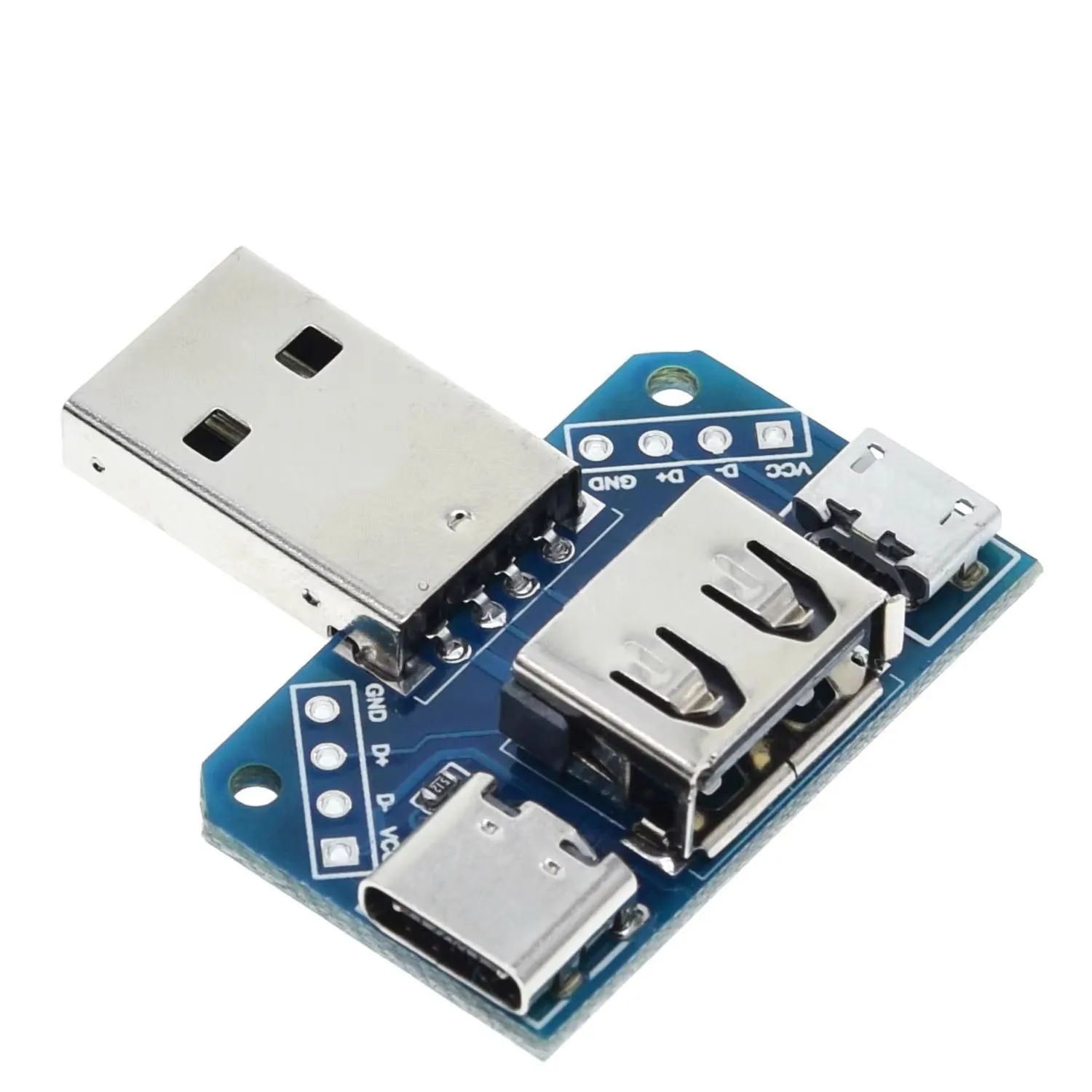 Фото Разъем USB-головки коммутатора с разъемом Type-c Micro USB «мама» 2,54-4P тестовая плата передачи USB-адаптер XY-USB4 №1