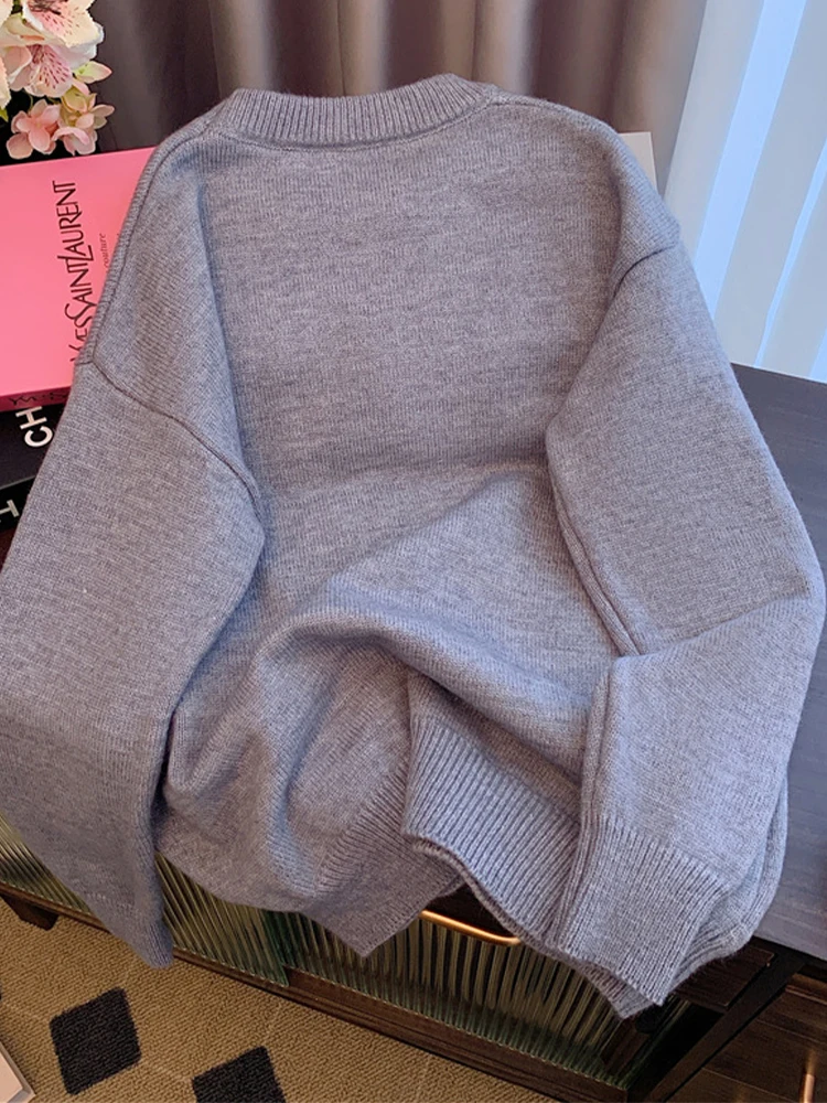 Женский серый пуловер со звездами свитер в стиле Харадзюку корейский