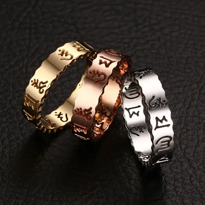 Модное винтажное буддистское кольцо золотого/серебряного цвета из нержавеющей