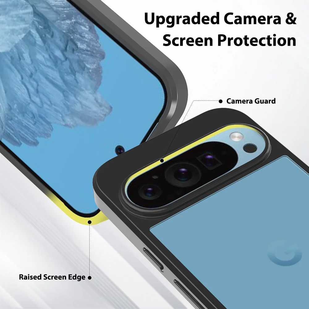 Противоударный акриловый прозрачный жесткий чехол для Google Pixel 9 Pro 8A 8 7A 7 6 нежелтый