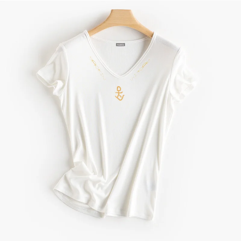 

Новая высококачественная летняя Популярная Женская Классическая хлопковая Повседневная футболка с коротким рукавом