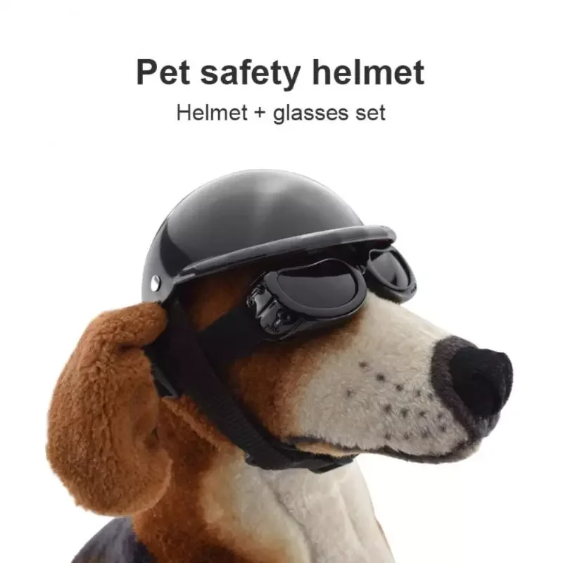 

Pet Safety Suit Motorcycle Dog Helmet With Sunglasses Cool Fashion Pet Dog Hat Helmet Plastic Pet Riding Cap