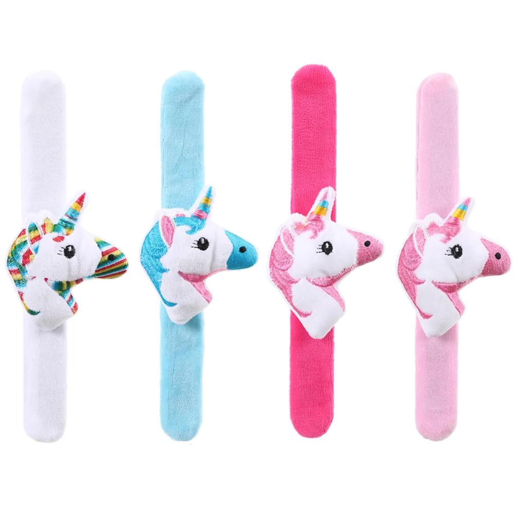 

4 Pcs Bracelet Animal Slap Decorative Bracelets Party Wristbands Plush Cartoon Child