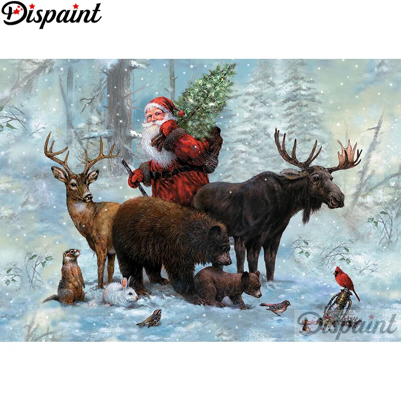 

Dispaint Square Round Drill 5D Diamond Painting Environmental Crafts Full Diamond Embroidery "Father Christmas" Home decor