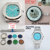 nh35 case 41mm mens watch case s dial luminous hands stainless steel watch for nh35 movement miyota8215 watch accessories 6