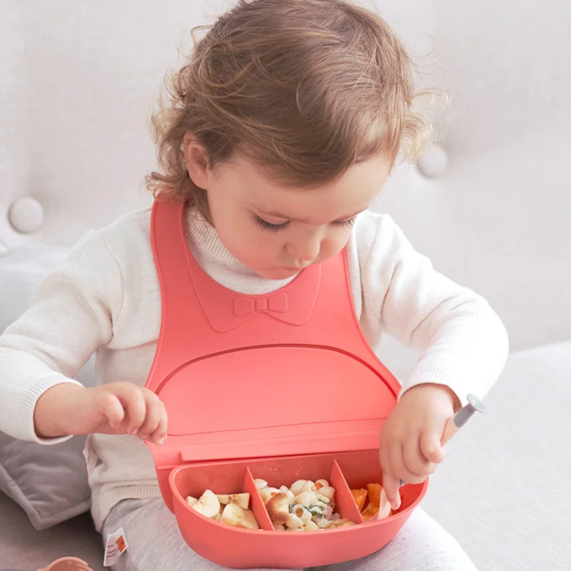 

Новый пищевой силикон водонепроницаемый регулируемый портативный детский нагрудник коробка твердый пищевой самокормление для детей пода...