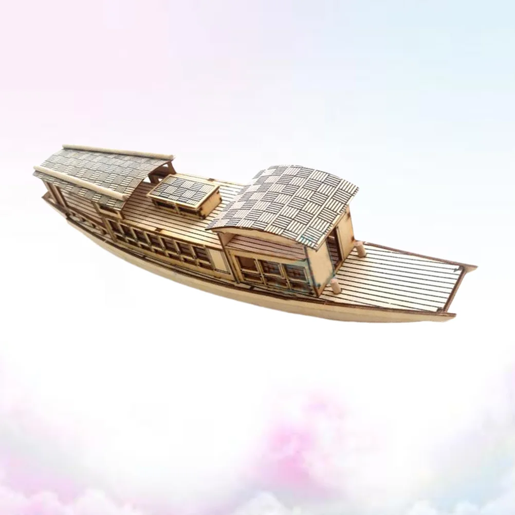 

DIY Assembling Boat Toy Wooden Boat Model Educational Props Handicraft Present for Male Female