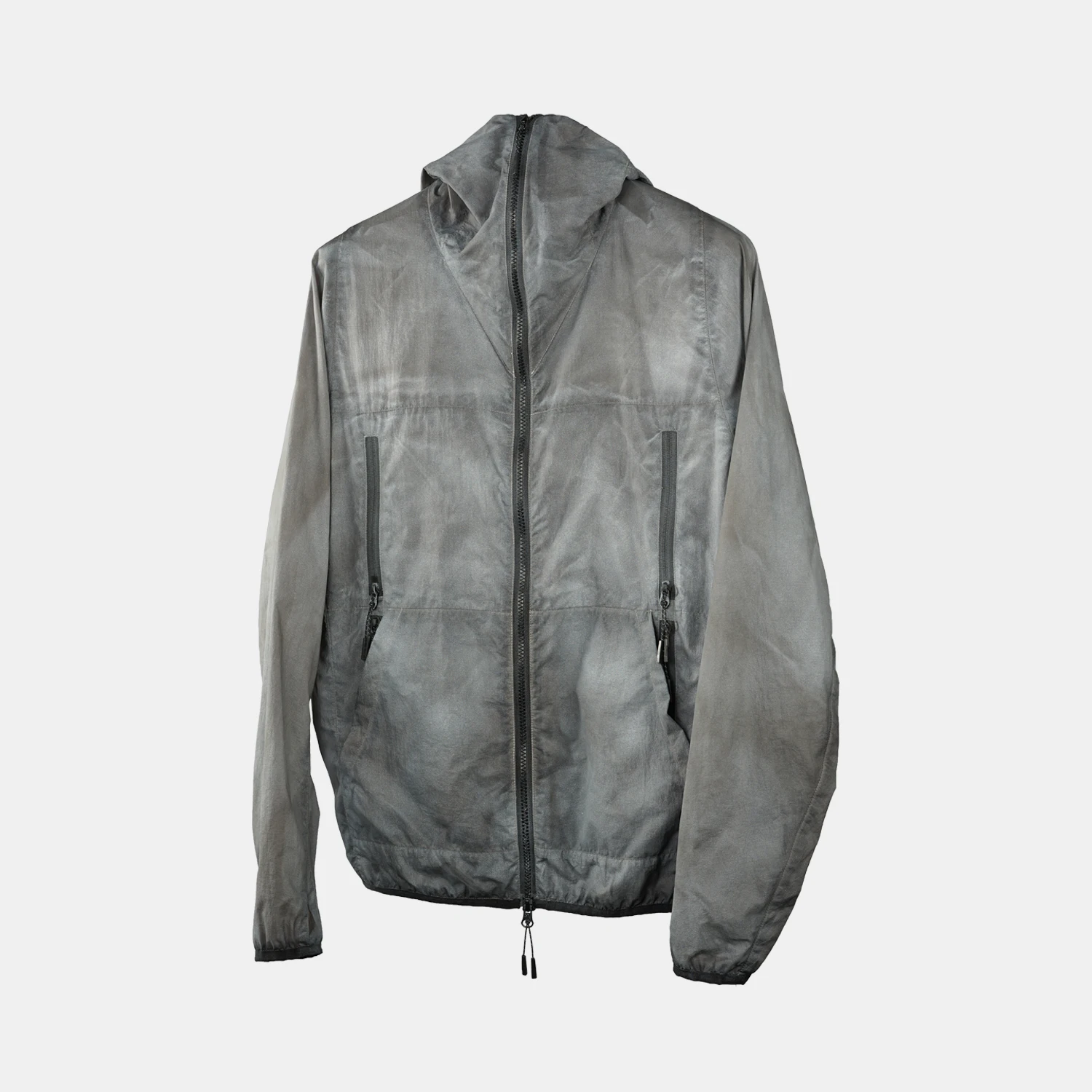 

NOSUCISM 22SS men's fashion grey Lightweight fog spray dyed nylon jacket windbreaker sunscreen multipocket tech coat darkwear