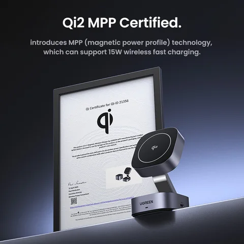 UGREEN Qi2 Магнитная подставка для беспроводного зарядного устройства 25 Вт Подставка для зарядки 2-в-1 для iPhone 15 16 Pro Max/AirPods для быстрого зарядного устройства MagSafe