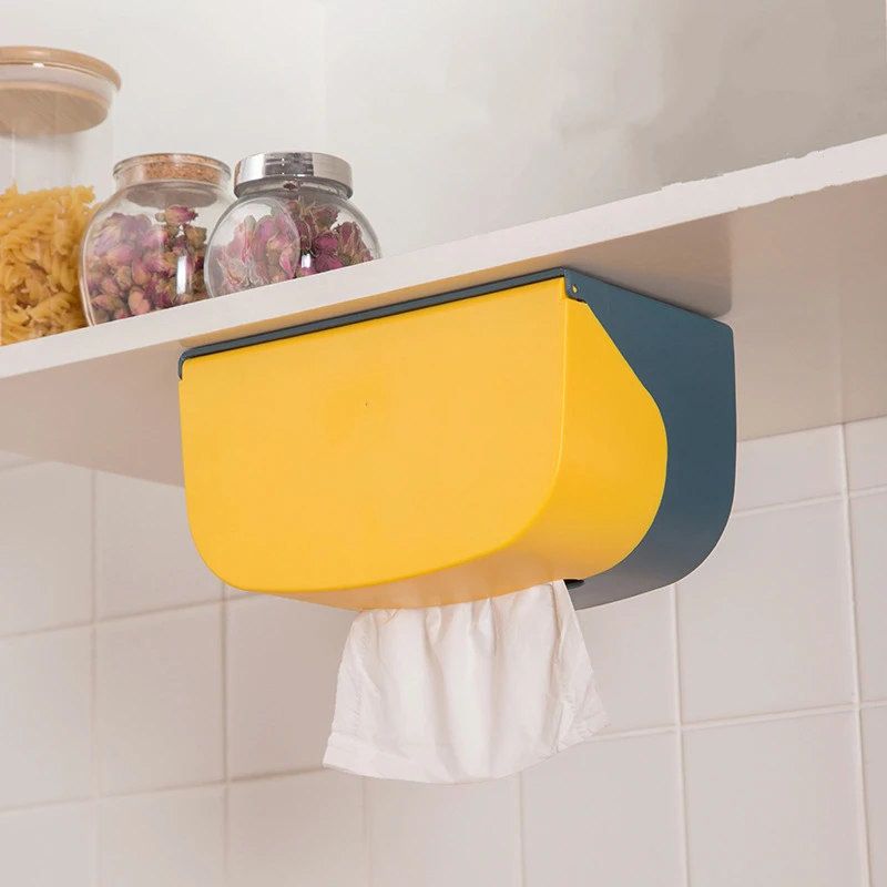 Настенный Чехол для салфеток, контейнер для салфеток в туалет, туалет, коробка для салфеток, офисное домашнее бумажное полотенце без перфор...