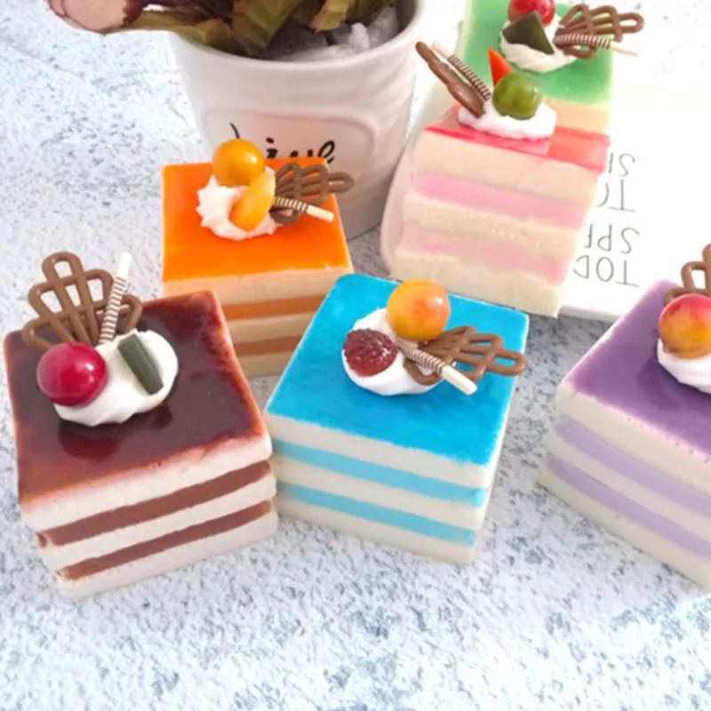 5×5×5.5cm Simulation PU Square Fruit Sandwich Cake for Dessert Shop Promotion Sample Shooting Supplies Accessory Fake Food | Дом и сад