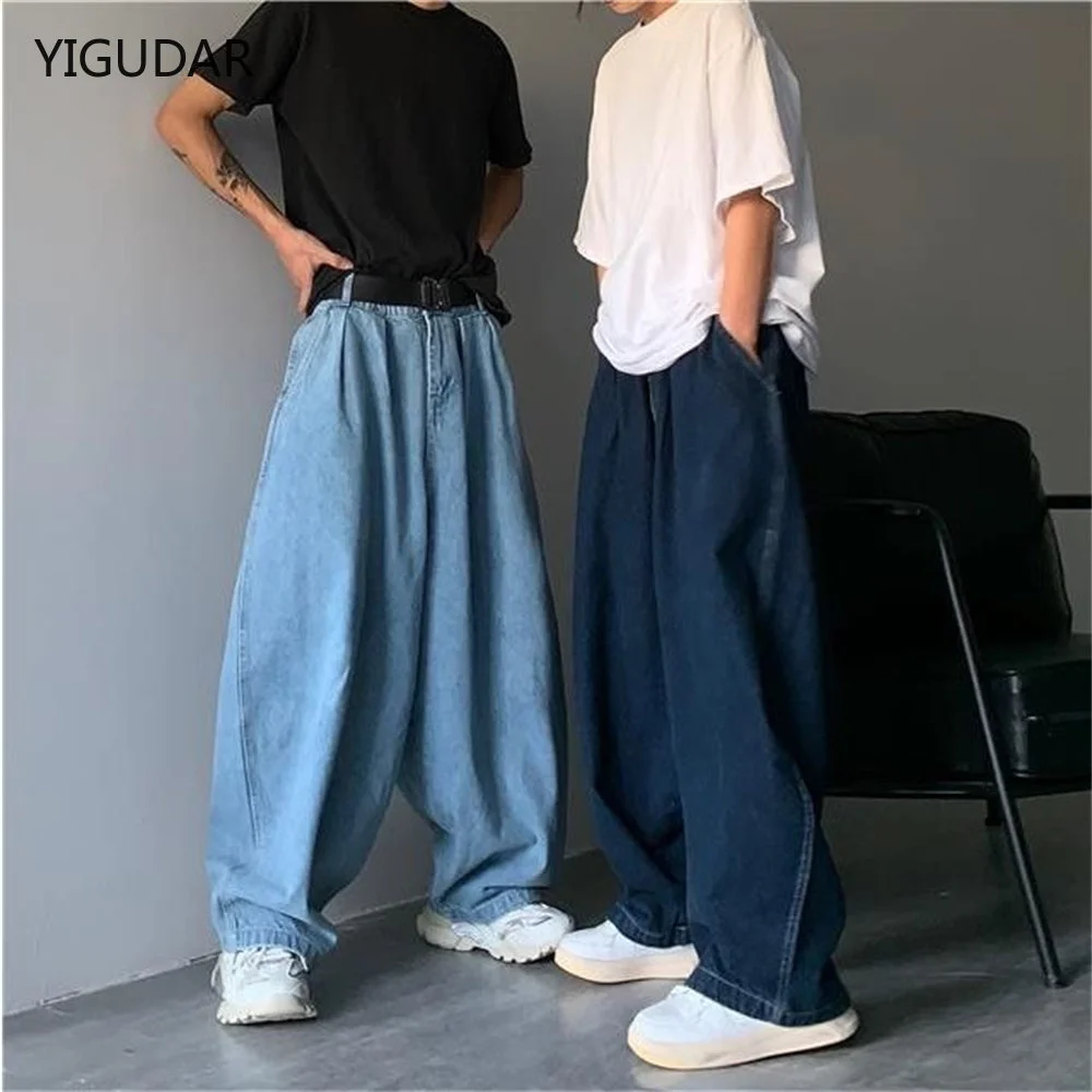 

Wide Leg Cargo Pants Streetwear Baggy Jeans New Spring Autumn Men Korean Fashion Loose Straight Male Brand Clothing Black