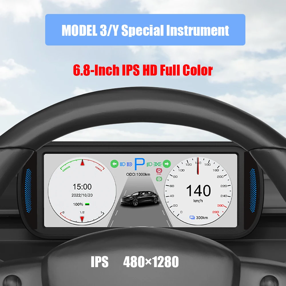 

6.8-inch IPS HD car model3/Y dedicated HUD head-up display multi-function LCD instrument panel original car data