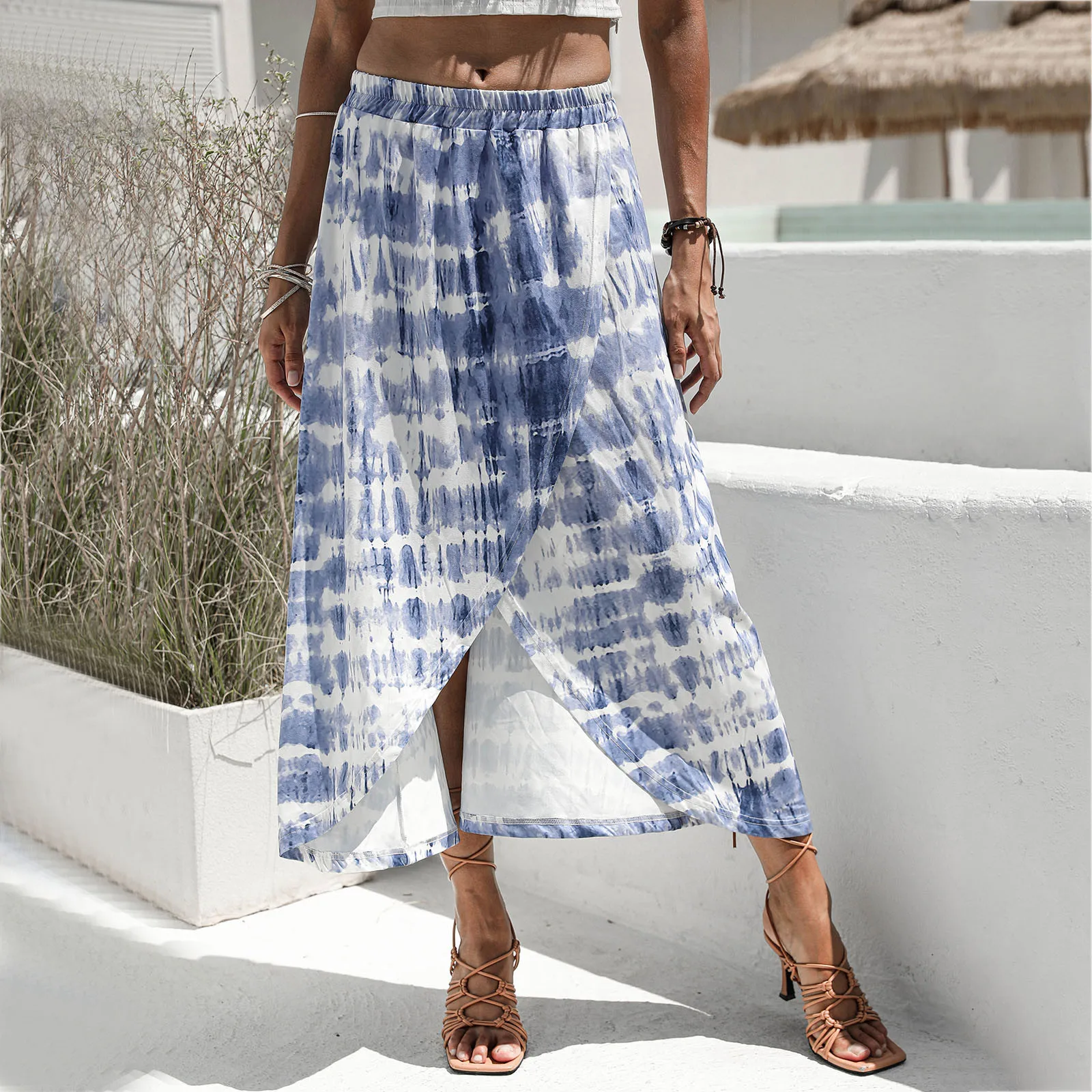 

Платья с запахом для женщин, повседневные летние женские платья, модная повседневная юбка с принтом из окрашенного цвета, женские вечерние ...