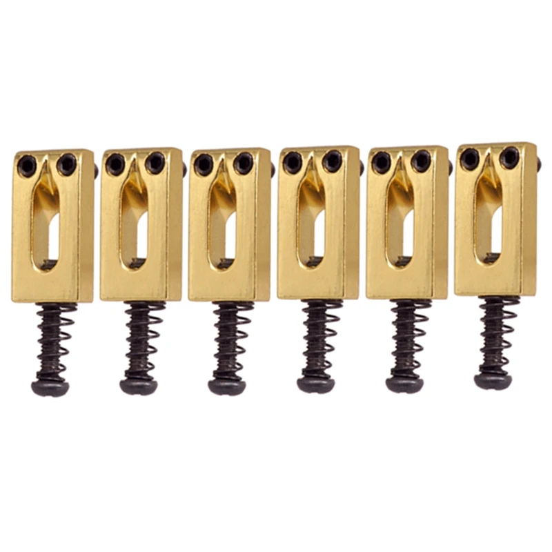 

6Pcs Zinc Alloy Electric Guitar Tremolo Fixed Bridge String Saddle DIY Parts Gold