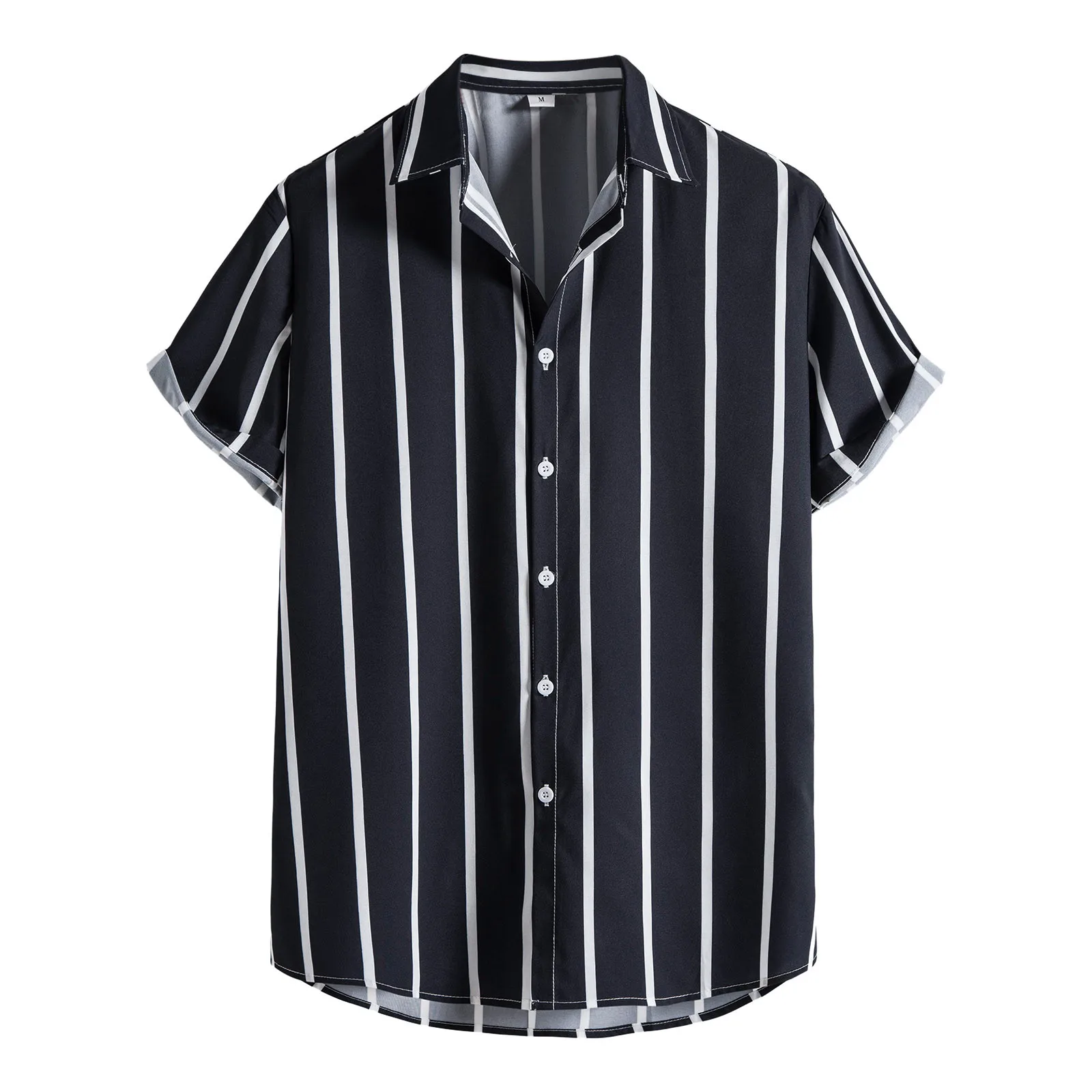 

Summer Men's Stripe Shirts Short Sleeeve Black Striped Tops Blouse Men Male Button Shirts Men's Clothing