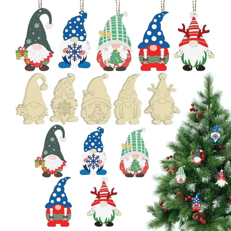 

Wooden Gnomes To Paint 25Pcs Wood Gnome Cutout Unfinished Slices Home Decor Party Favors Holiday Gnome Ornaments With Rope For