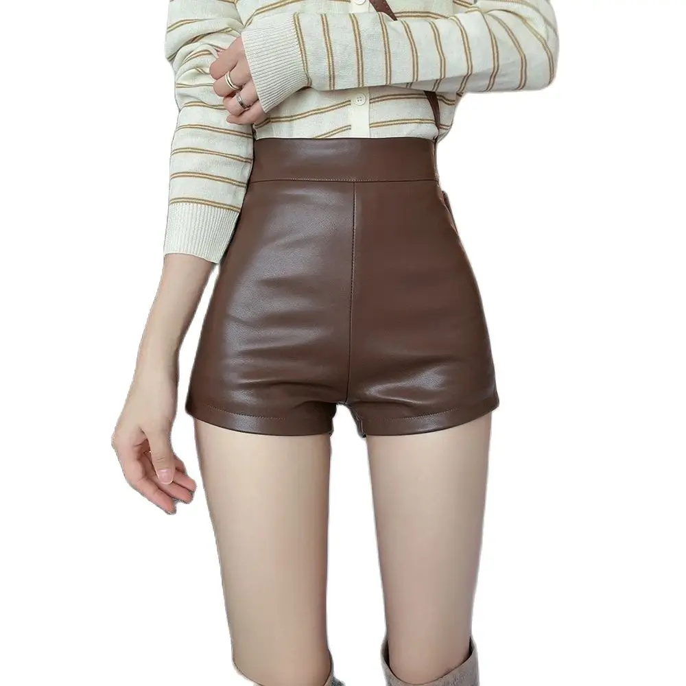 

2023 новые женские сексуальные шорты из искусственной кожи с высокой талией