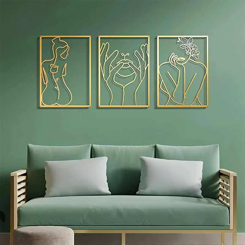 

New Golden Female Body Line Posters Wall Decoration Painting Wrought Iron Simple Art Painting Living Room Bedroom Wall Art Decor