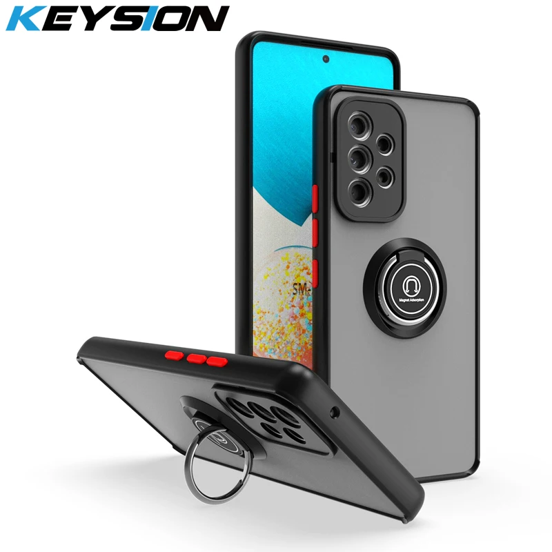 

KEYSION Matte Case for Samsung A53 A33 A73 5G A23 A13 Transparent Ring Stand Shockproof Phone Back Cover for Galaxy A52S A72 A32