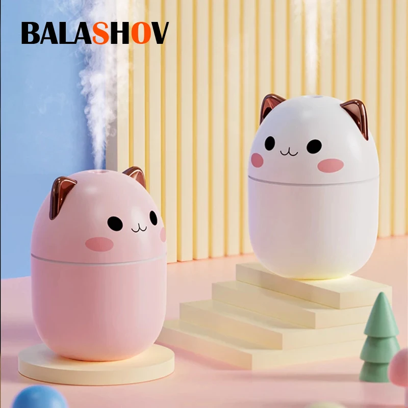 

Air Humidifier 250ml Ultrasonic Car Mist Maker Cartoon Aromatherapy Diffuser With Night Light For Bedroom office Purifier