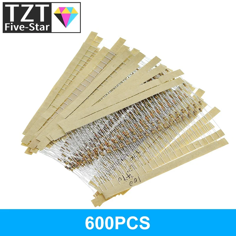 600 шт./компл. 30 видов сопротивление 1/6 Вт 5% упаковка резисторов из углеродной