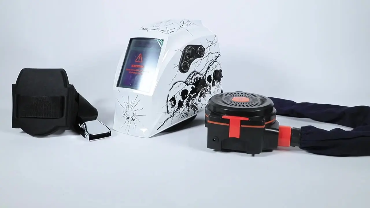 

MIG TIG welding auto darkening solar power helmet with fan