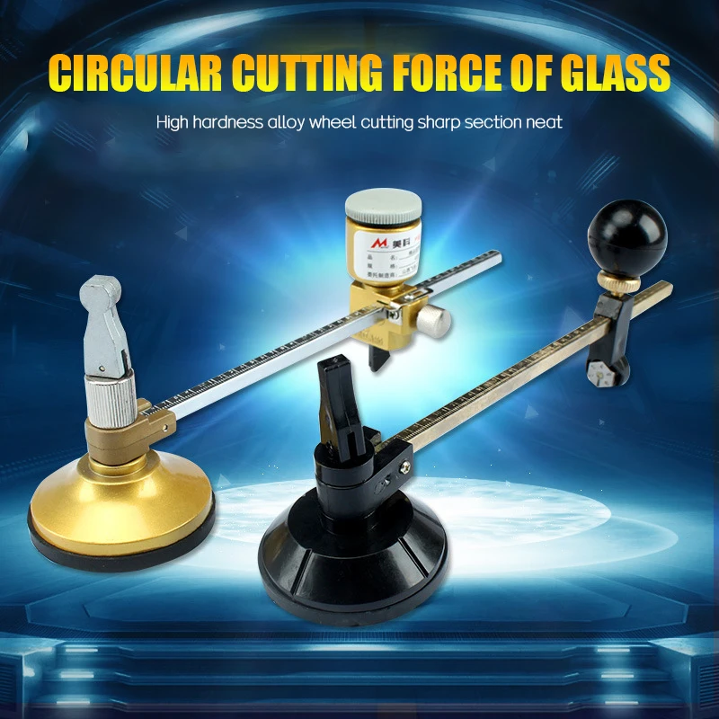 

Glass Cutting Craft Workers & Household Use Circle Circular Glass Cutter with Round Handle Suction Cup