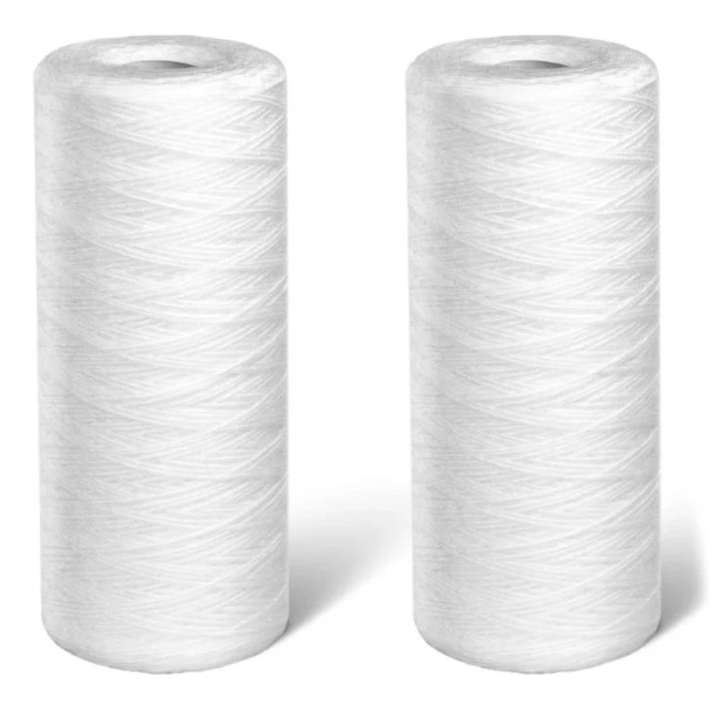 

2Pcs 5 Micrometre 10X4.25Inch String Wound Sediment Water Filter,Whole House Sediment Filtration,For 10 Inch RO Unit