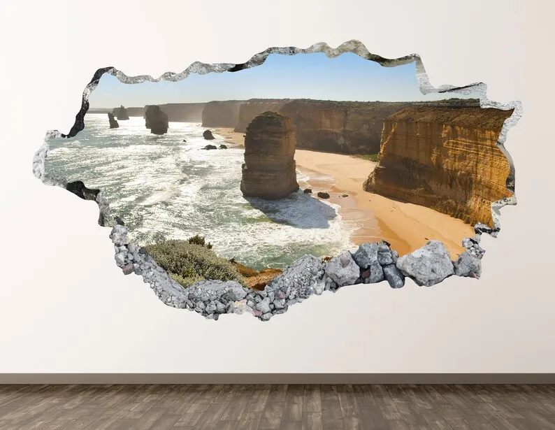 

Australia Wall Decal - Beach 3D Smashed Wall Art Sticker Kids Room Decor Vinyl Home Poster Custom Gift KD646