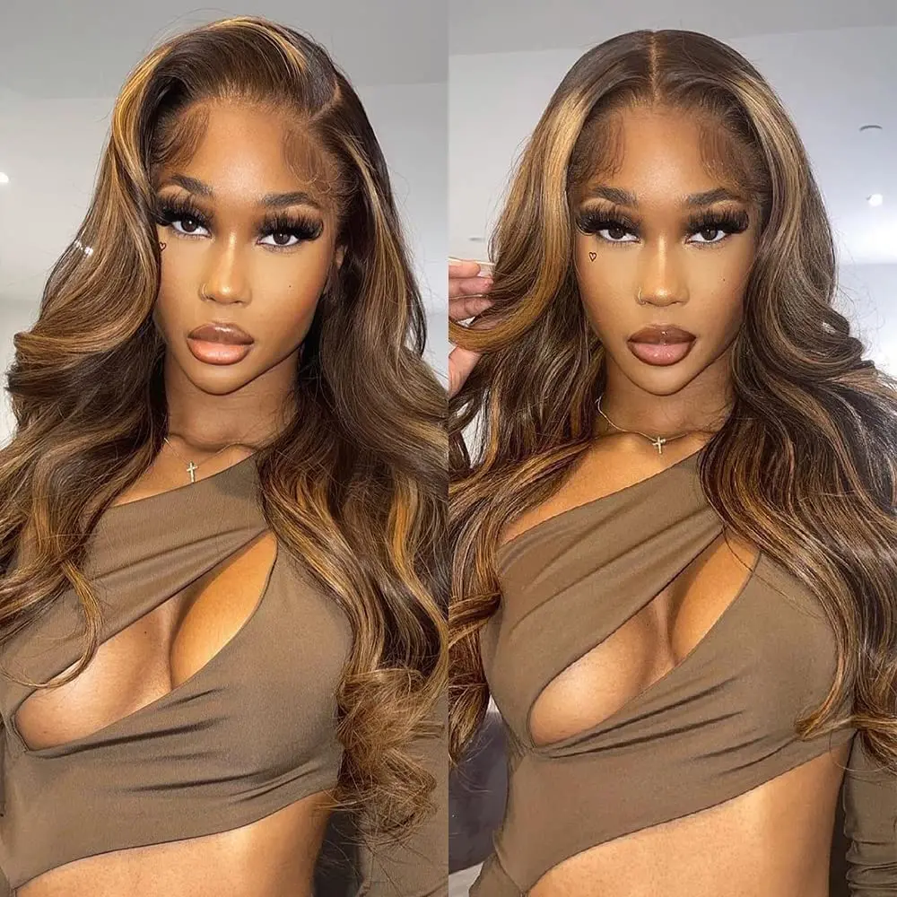 

Kryssma Wavy Synthetic Lace Front Wig Long Lace Frontal wig For Women Blonde Highlight Lace Front Wigs With BabyHair Cosplay Wig