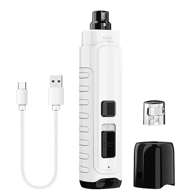 

Dog Nail Grinder With 4 LED Light - 2-Speed Rechargeable Electric Pet Nail Trimmer For Dogs Painless Paws Grooming